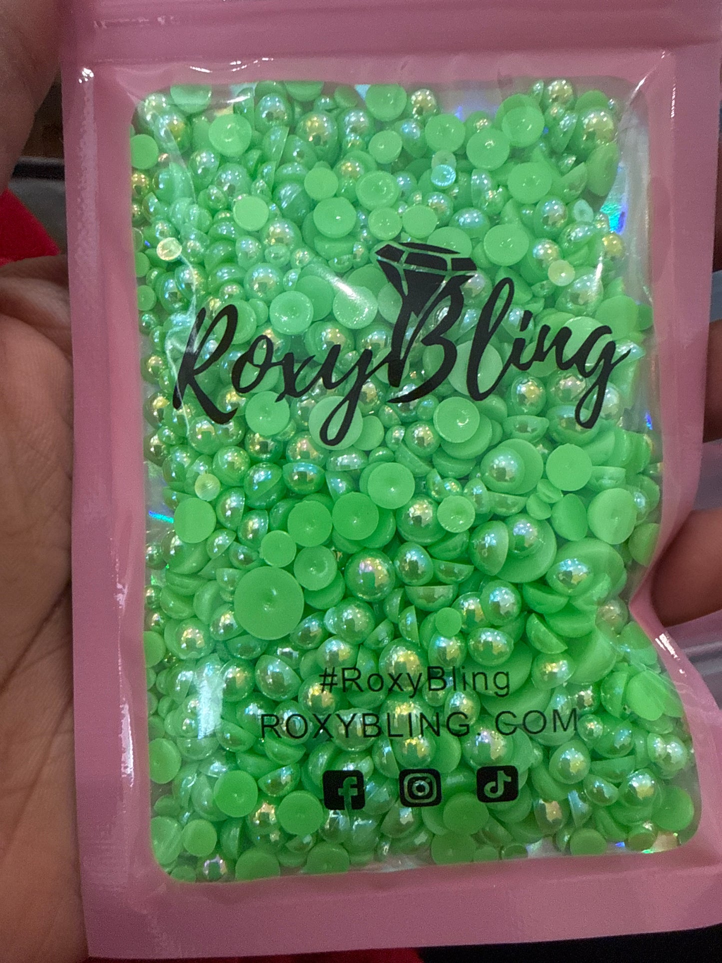 Neon Green Ab Pearls (Mix size) 1,500 Pieces