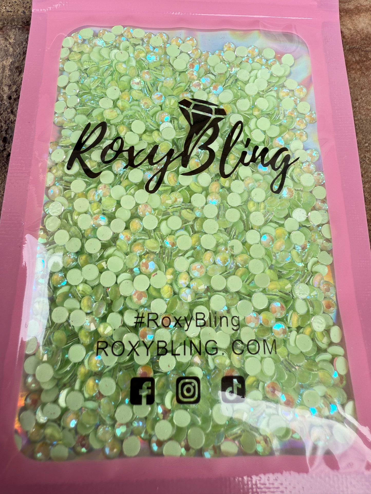 Lit Green Fluorescence Ab Glow in Dark Glass Rhinestones (1,440 Pieces) ss12 (last 3)