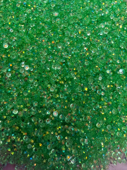 Lit Green Transparent Rhinestone Mix 30gram