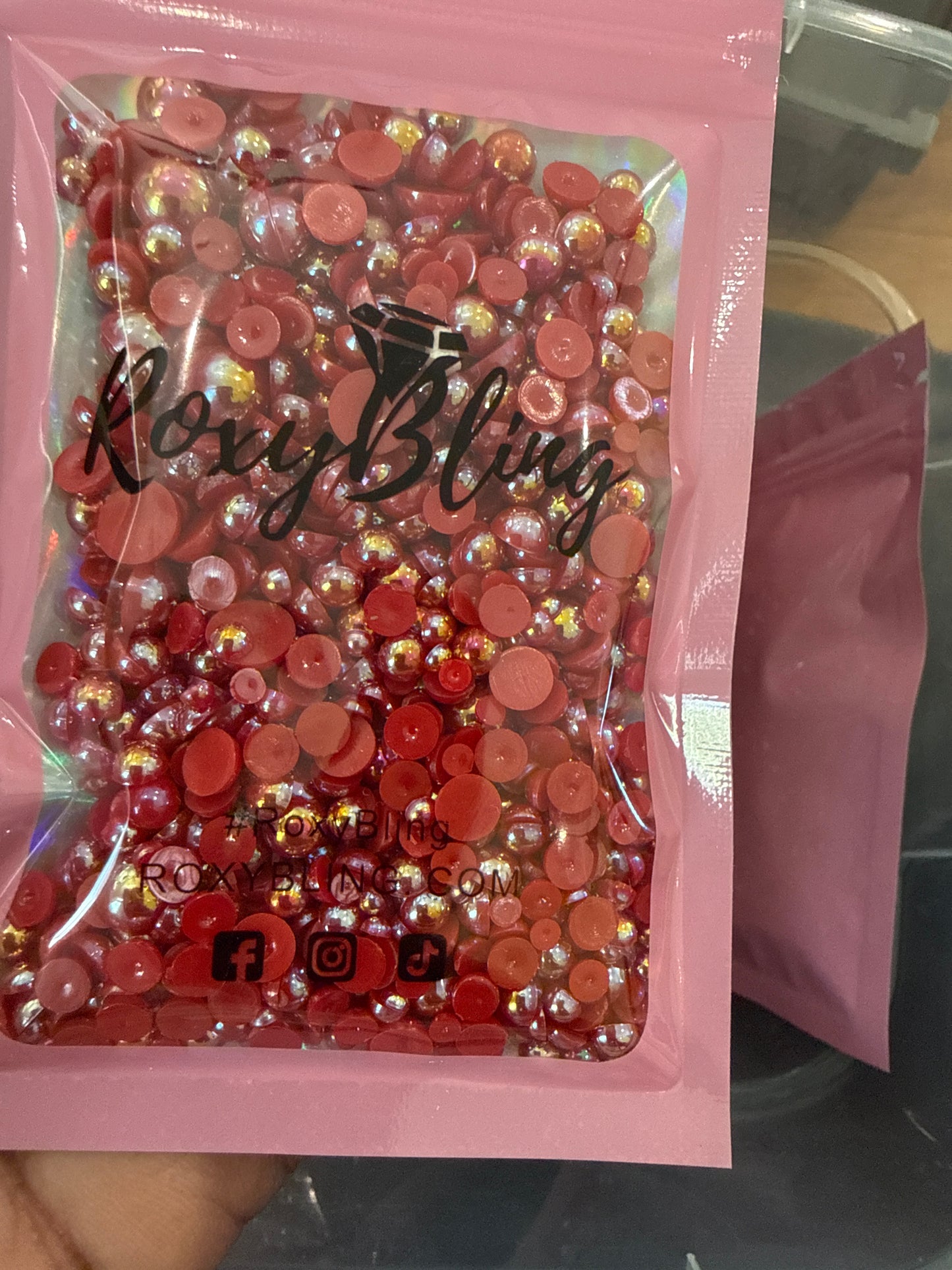 Red Ab Pearls (Mix Size) 1,500 Pieces