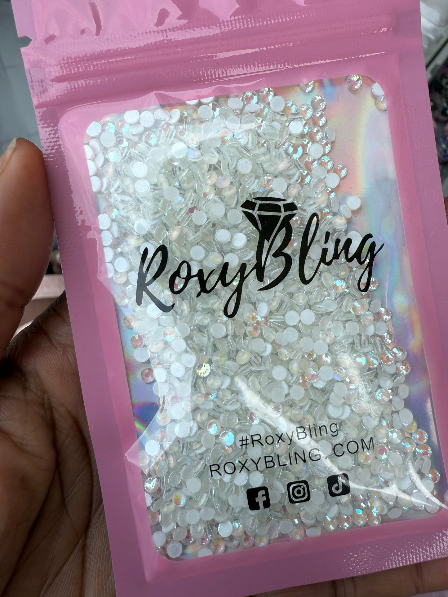 White Fluorescence Ab Glow in Dark Glass Rhinestones (1,440 Pieces) ss12 (last one)