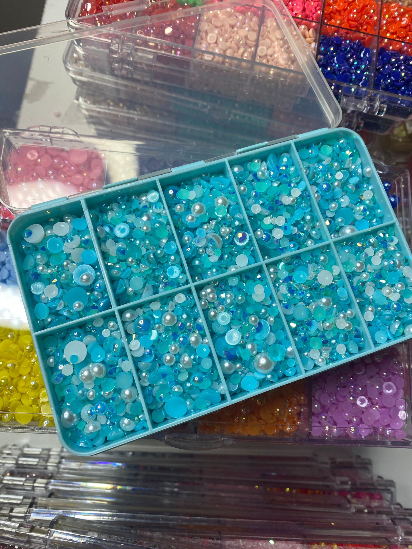 Blue mix Rhinestone Box (over 100 gram)