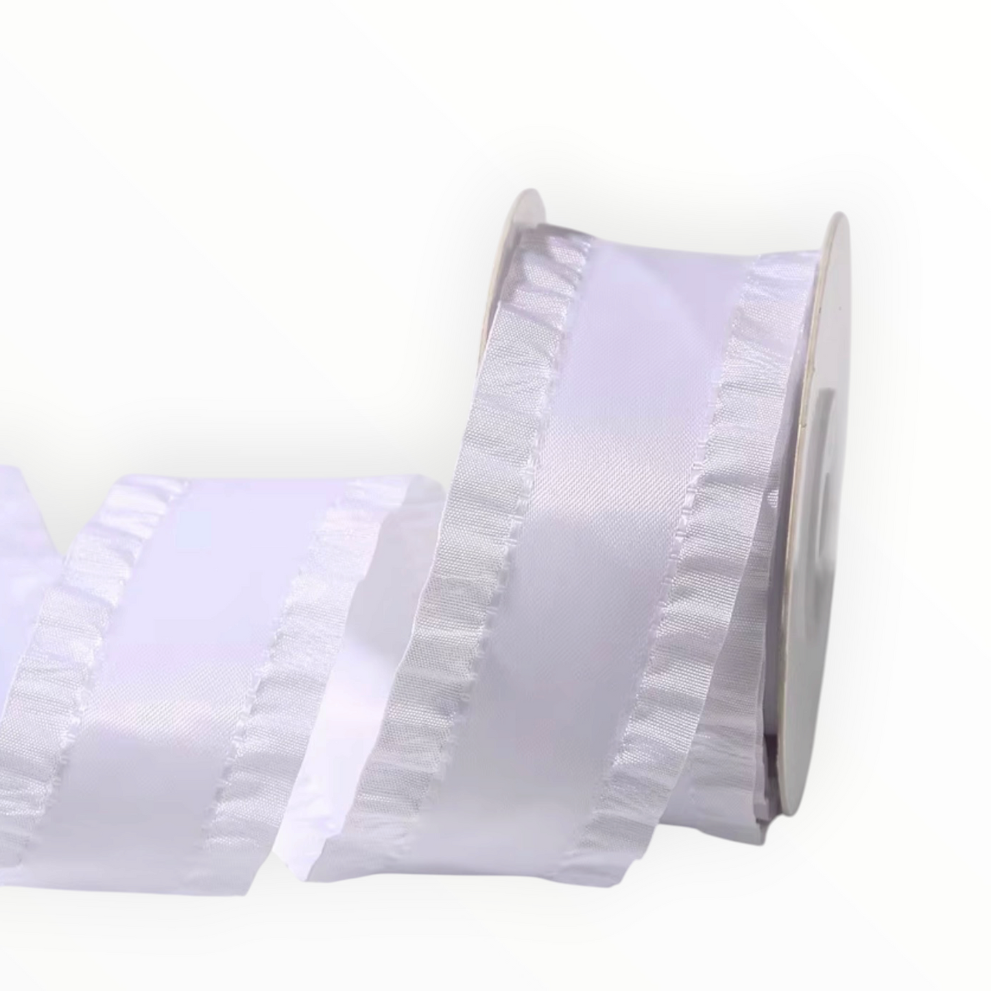 White Double-Sided Ruffle Edge Ribbon