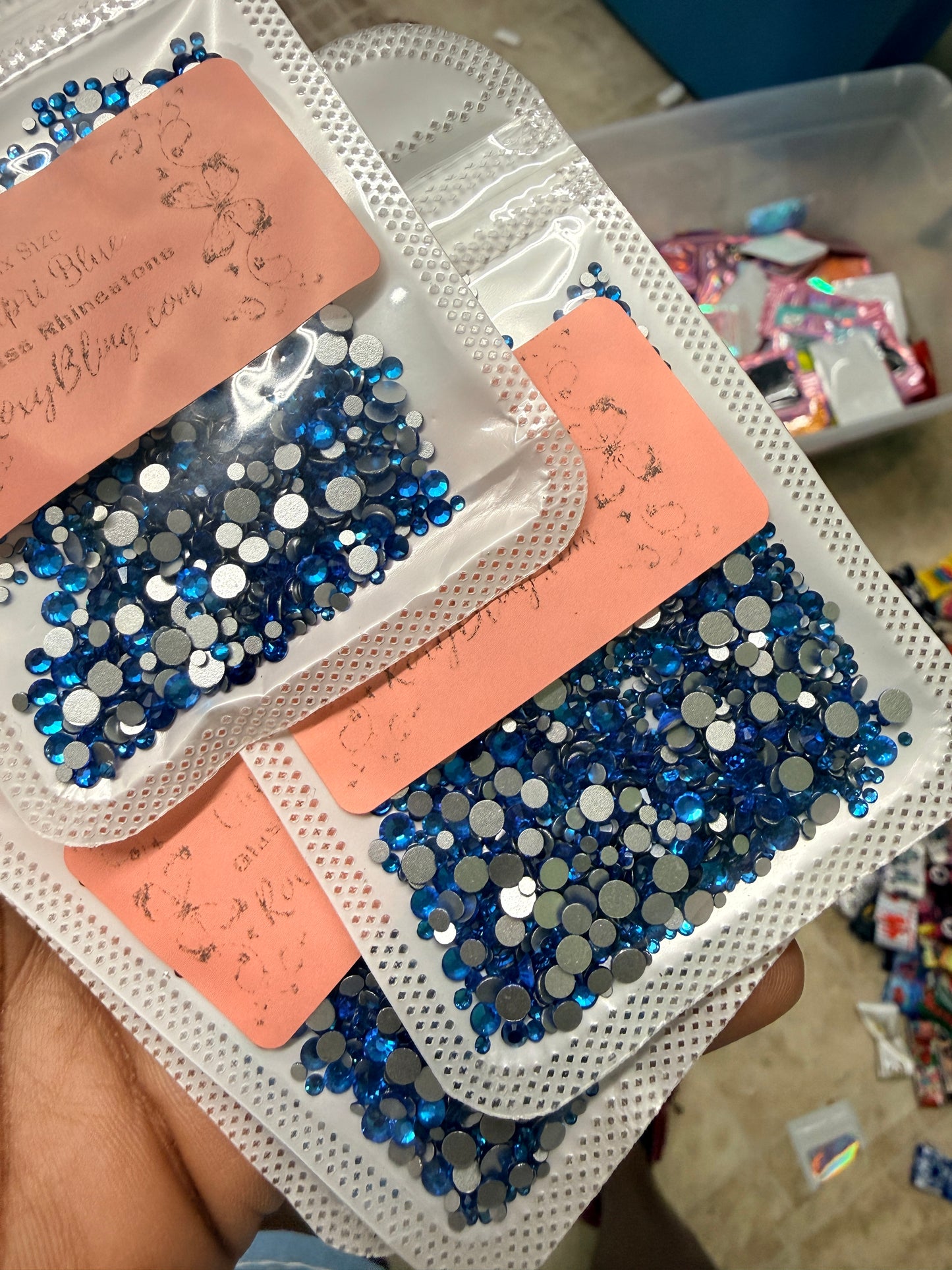 Capri Blue Mix Size Glass Rhinestones