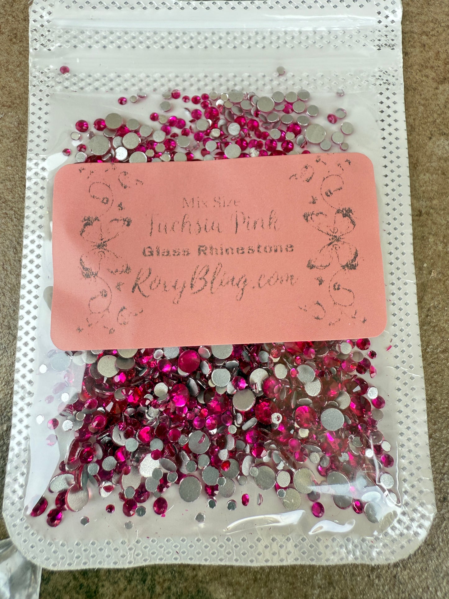 Fuchsia Pink Glass Rhinestones Mix size (1440 Pieces) last one