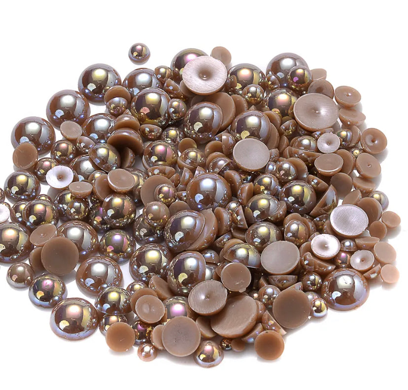 Brown Ab Pearls (Mix size) 1,500 Pieces