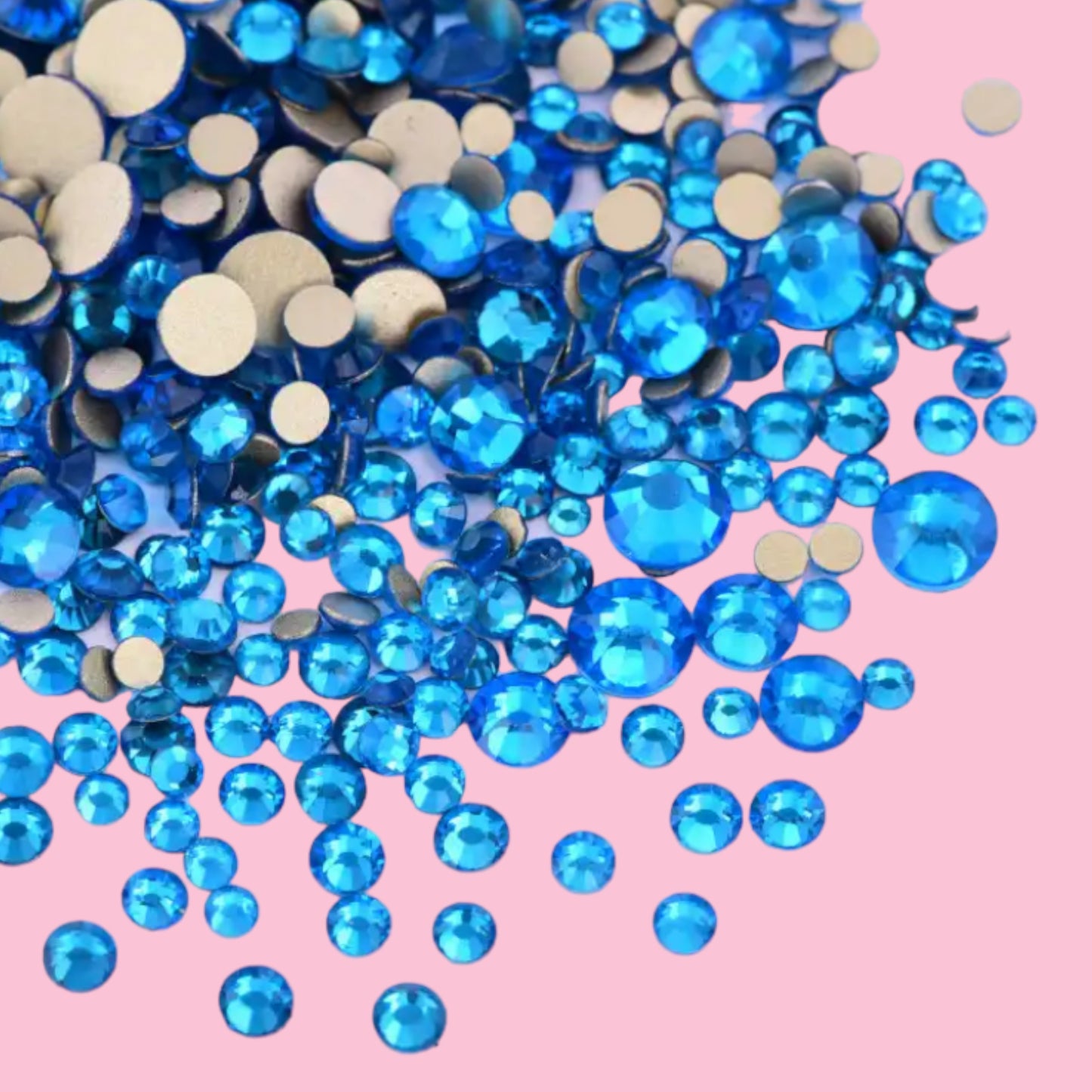 Capri Blue Mix Size Glass Rhinestones (1400, Pieces)