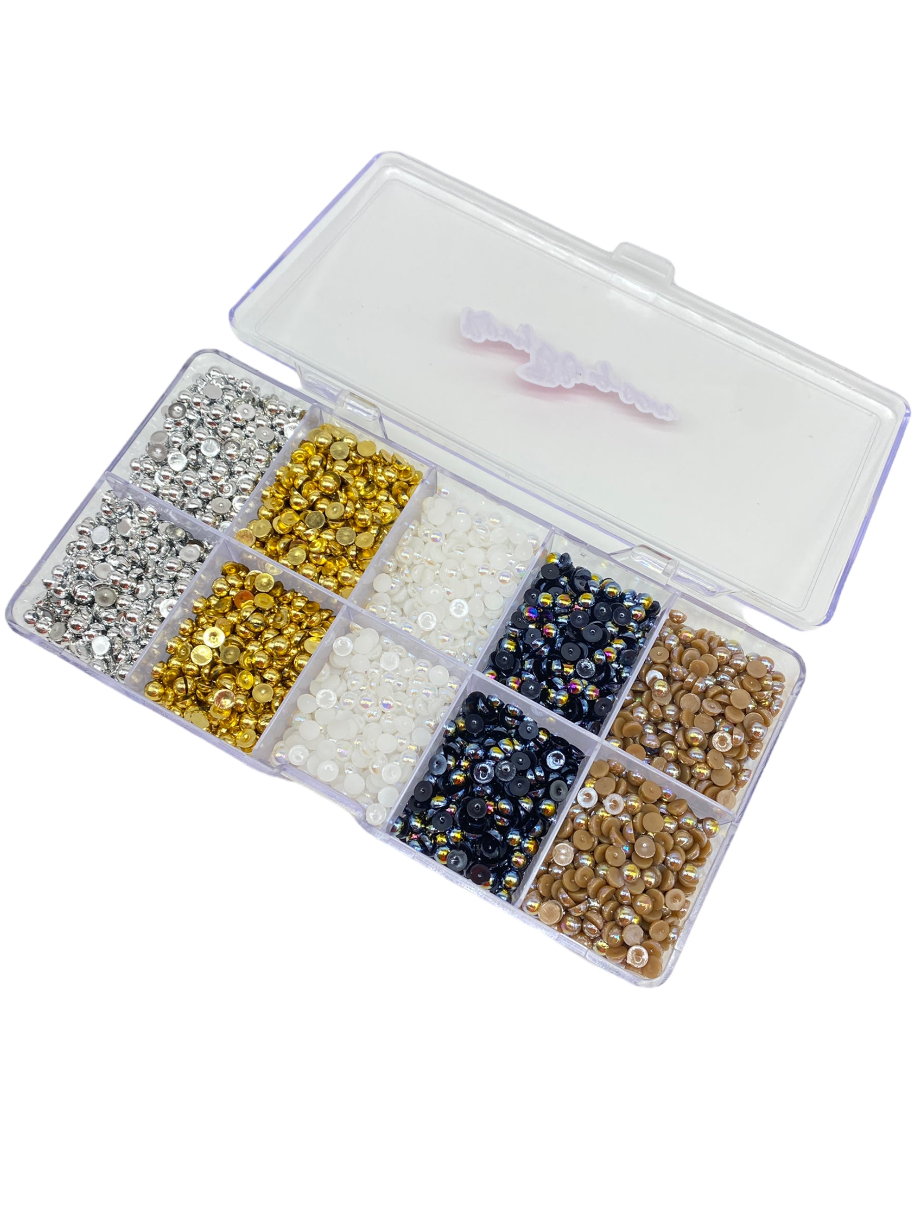 5mm Pearl Brads - Silver Edge - Choose Color