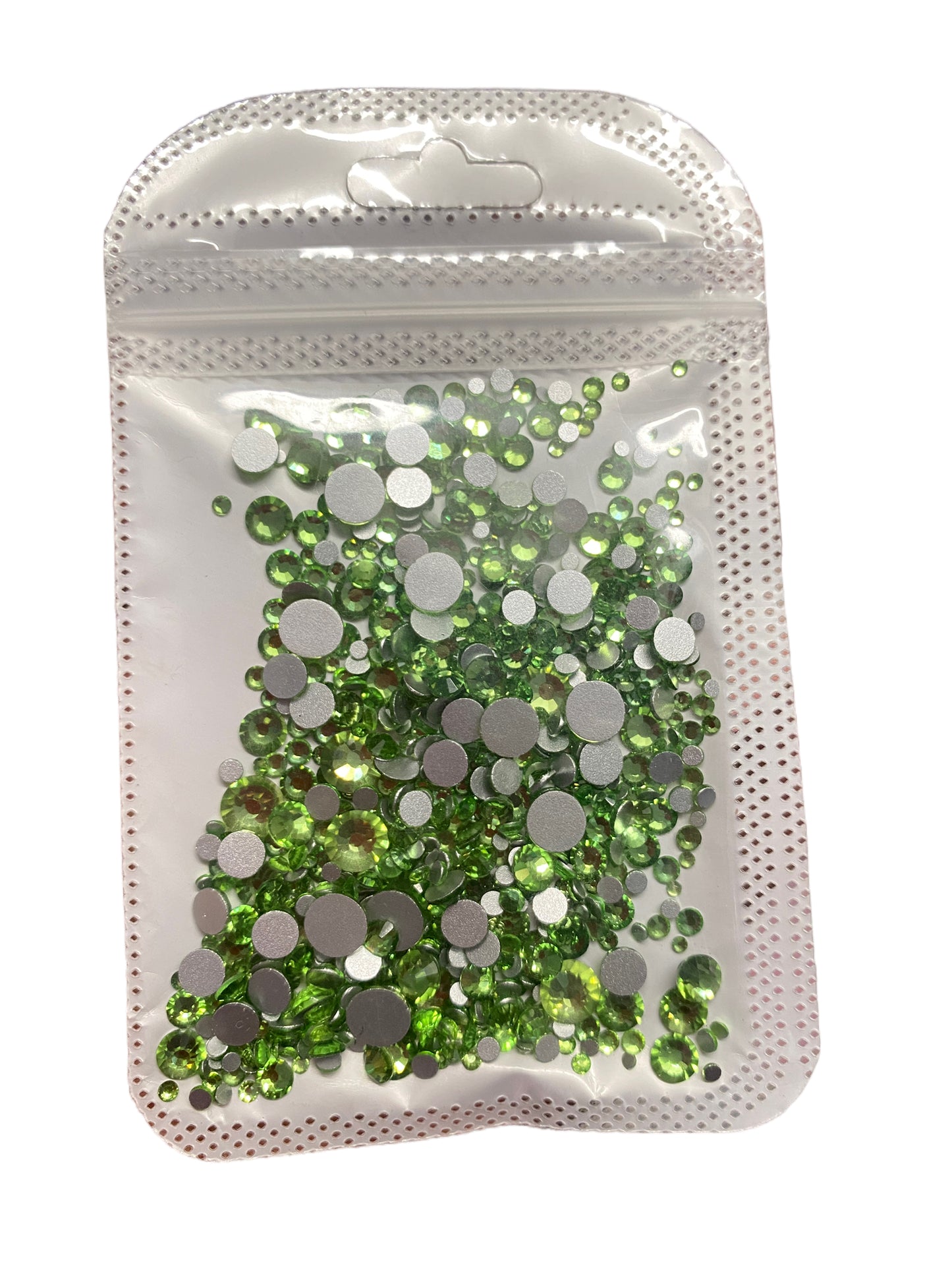 Lit Green Mix Size Glass Rhinestones