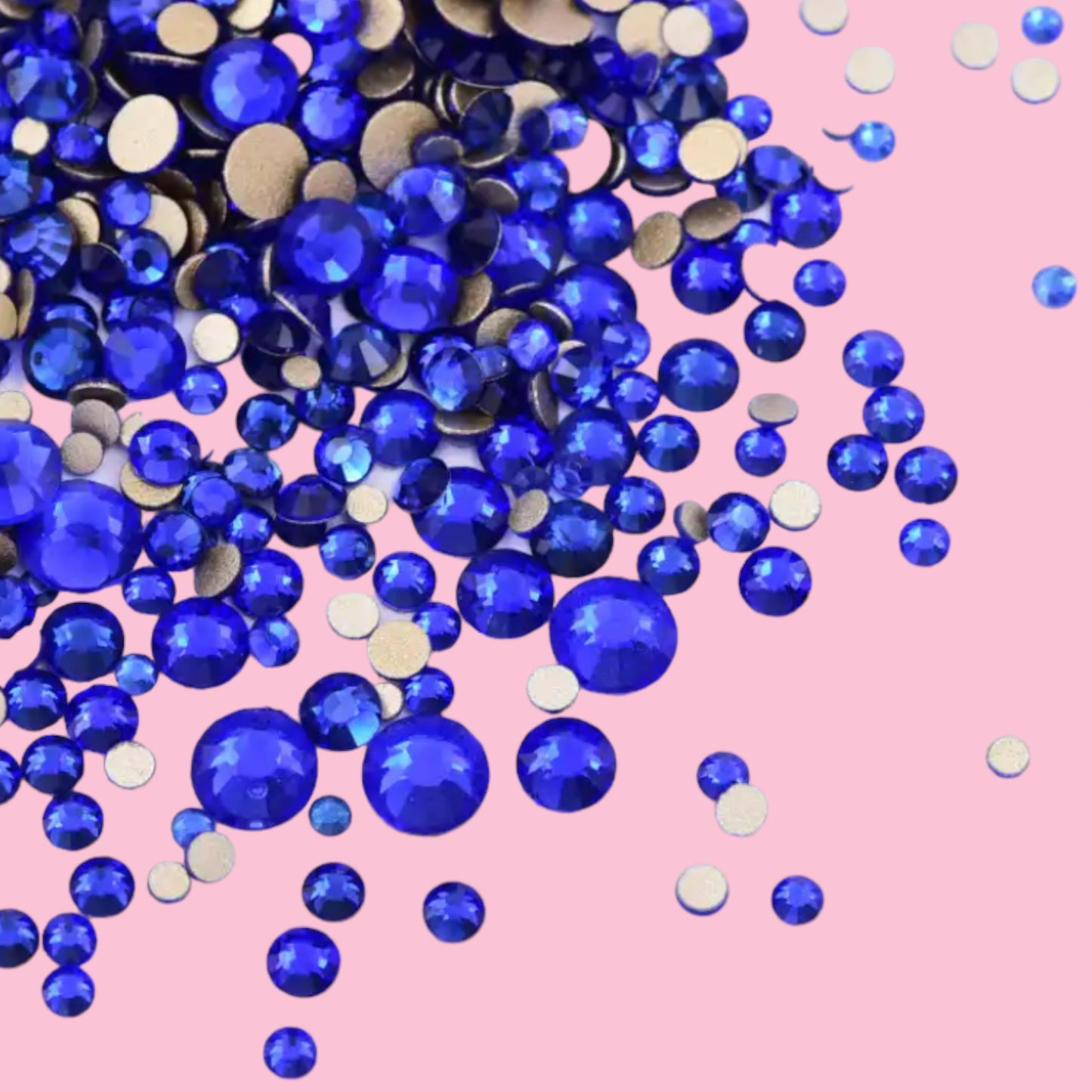 Sapphire Blue Mix Size Glass Rhinestones (1,400 Pieces)