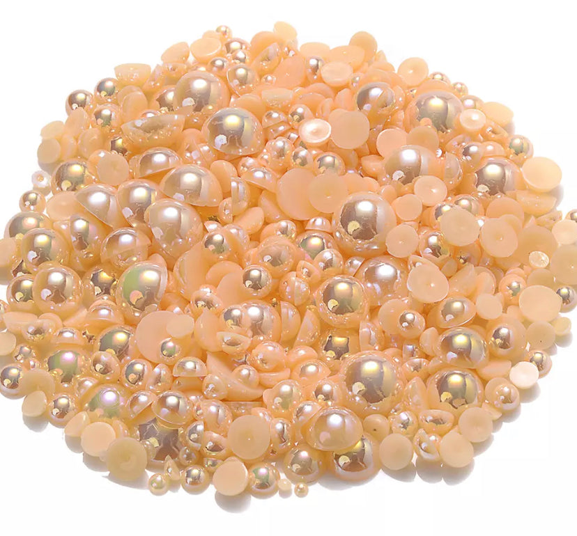 Lit Orange Ab Pearls (Mix Size) 2000 Pieces