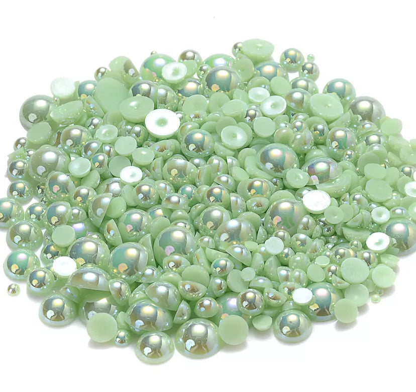 Light Green Ab Pearls (Mix size) 1,500 Pieces