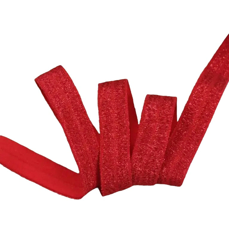 Headband Elastic, Red Glitter Elastic (5 yards)