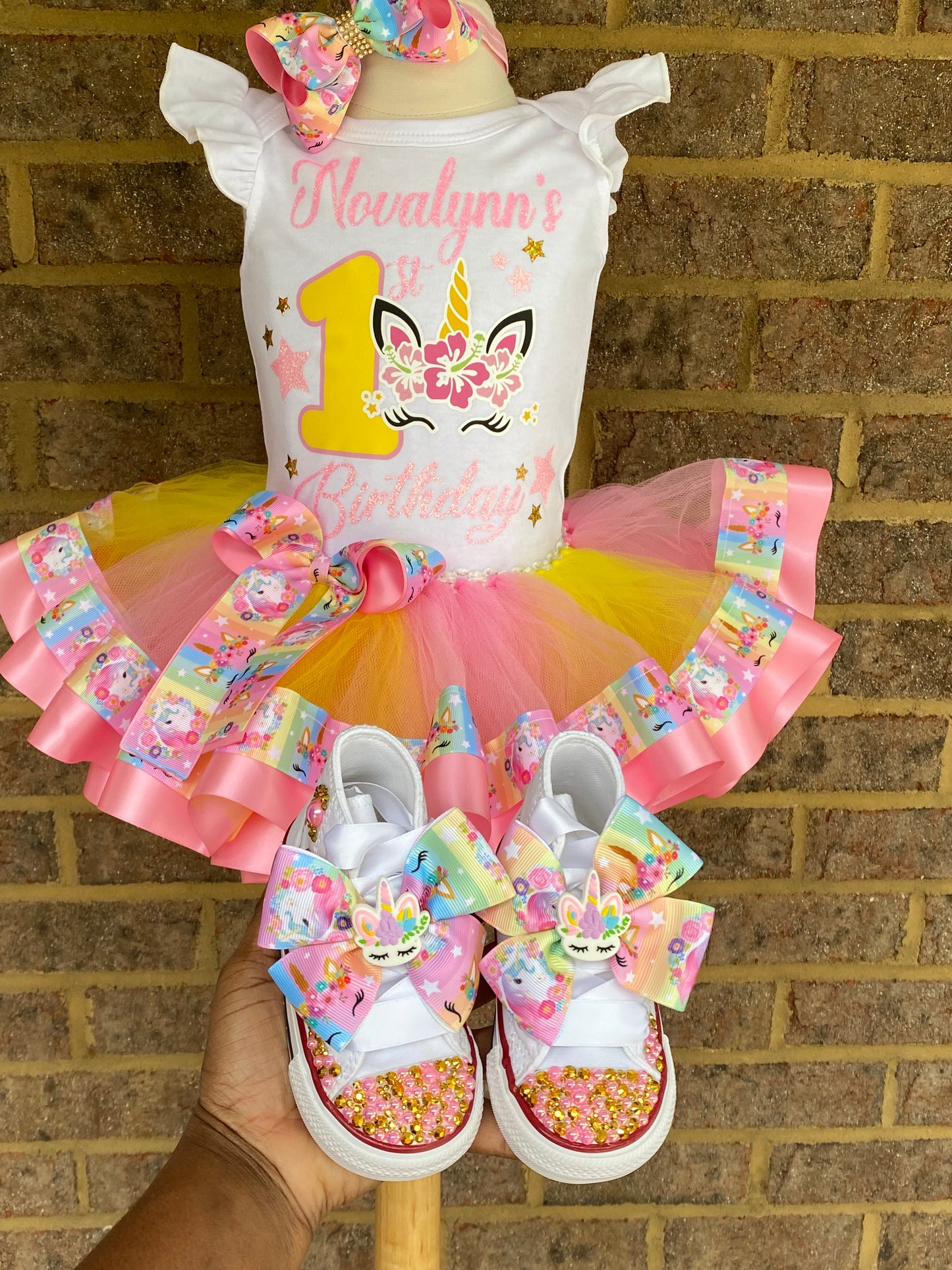 Unicorn Tutu Outfit (3 layer Ribbon Trimmed tutu outfit)