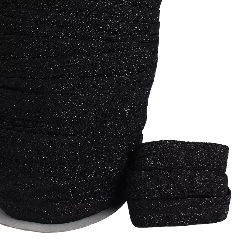Headband Elastic Black Glitter Elastic (5 yards)