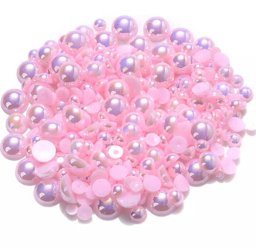 Lit Pink Ab Pearls (mix size) 2000 Pieces