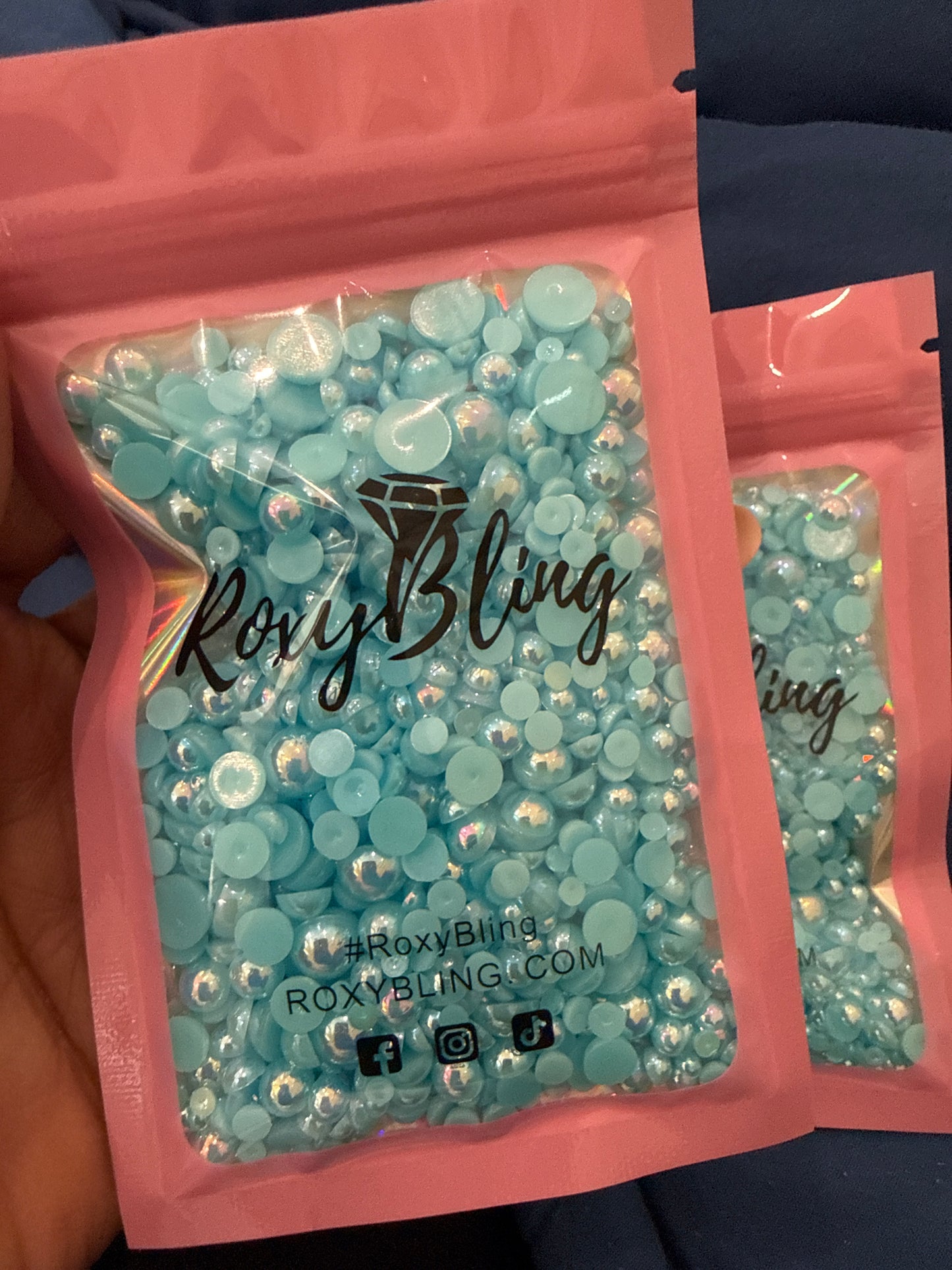 Pretty Blue Ab Pearls (Mix Size) 1,500 Pieces
