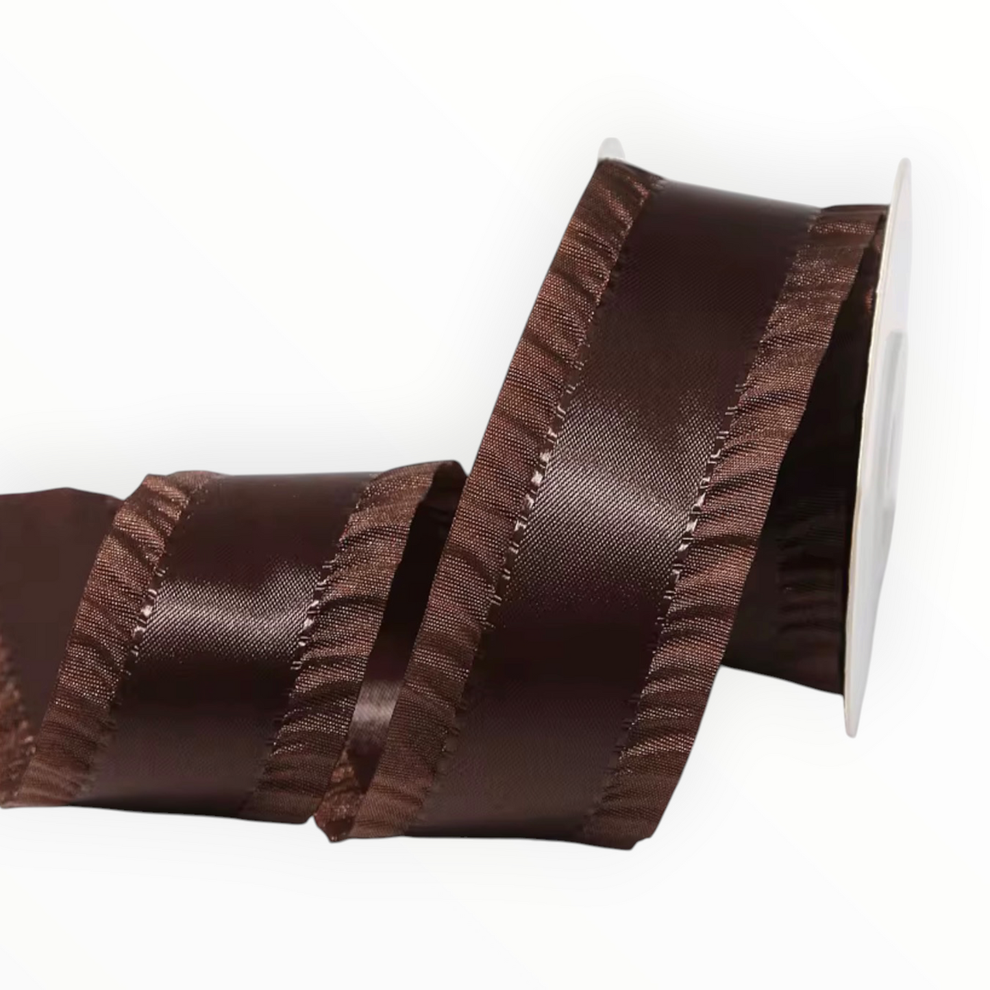 Dark Brown Double-Sided Ruffle Edge Ribbon