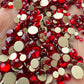 Dark Red, Gold Bottom Red Mix Size Glass Rhinestones (1440 Pieces)
