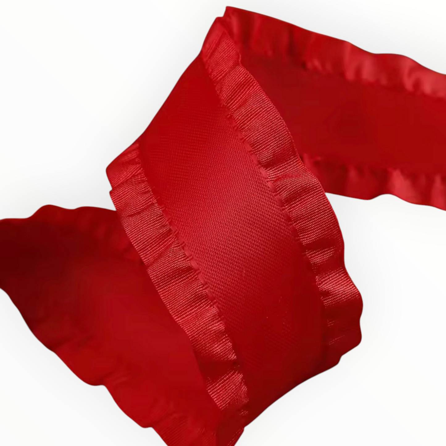 Red Double-Sided Ruffle Edge Ribbon
