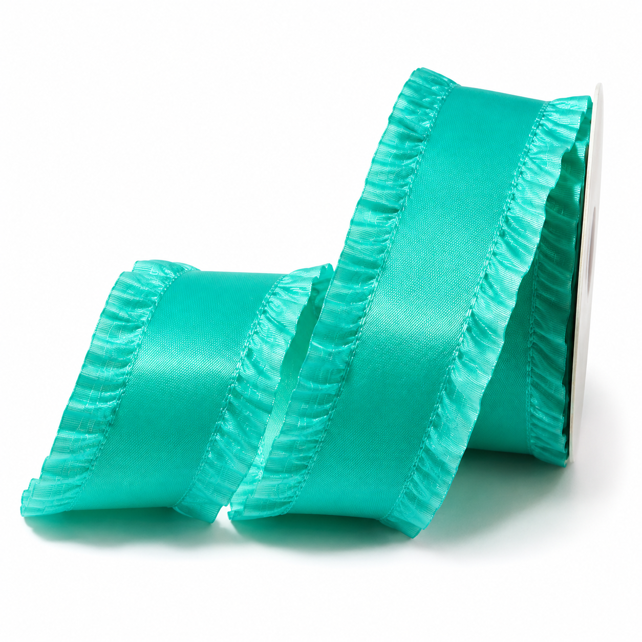 Tropic Green  Double-Sided Ruffle Edge Ribbon