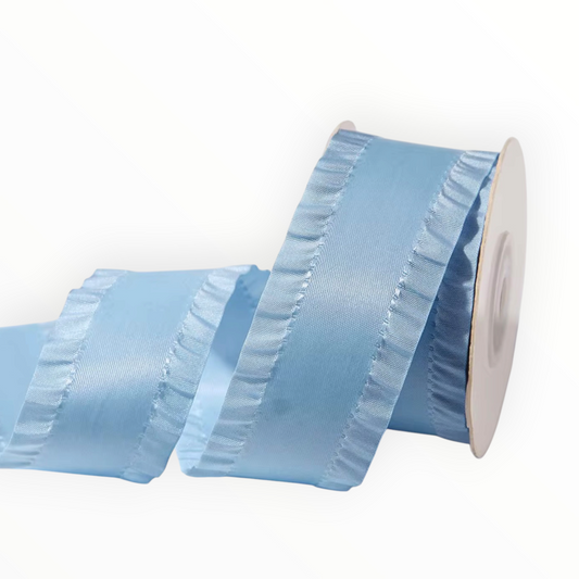 Lit Blue Double-Sided Ruffle Edge Ribbon