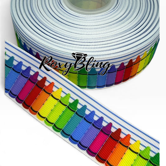 Crayon Print Ribbon | School Ribbon | 1.5 inches School Ribbon