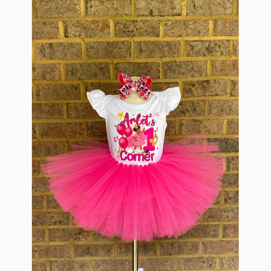 Gracie Corner tutu outfit with socks, shoes and Hair accessory.
