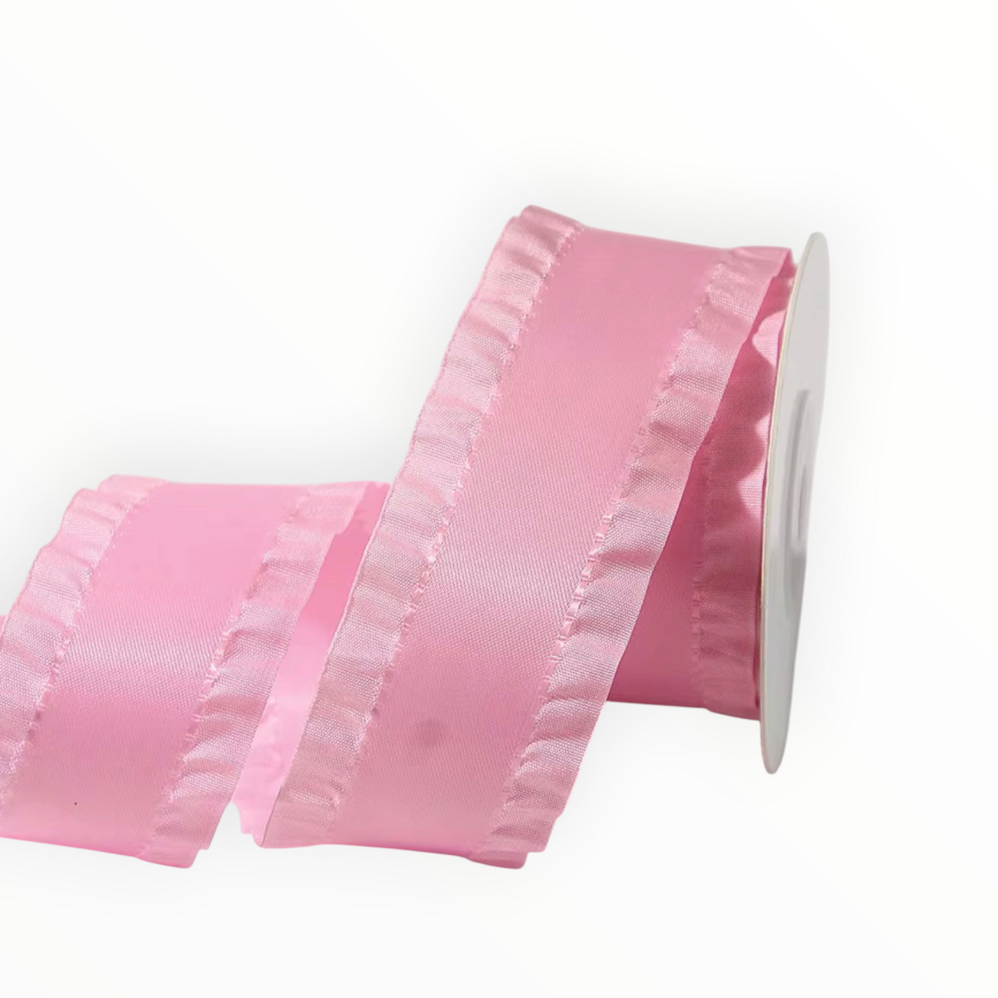 Pink Double-Sided Ruffle Edge Ribbon