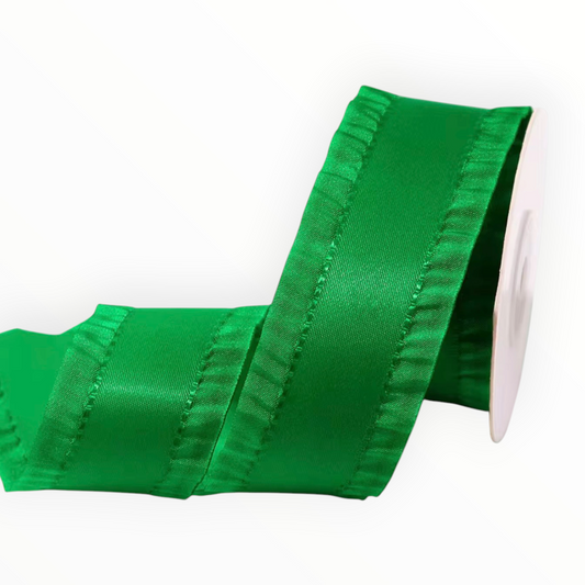 Emerald Green Double-Sided Ruffle Edge Ribbon