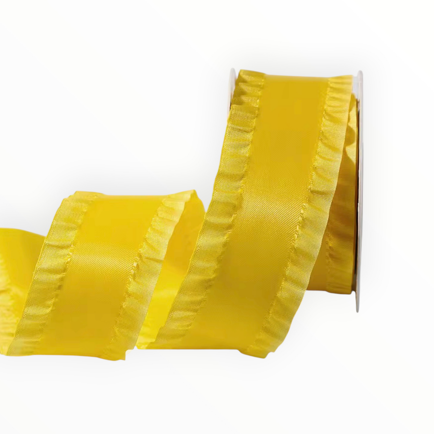 Yellow  Double-Sided Ruffle Edge Ribbon