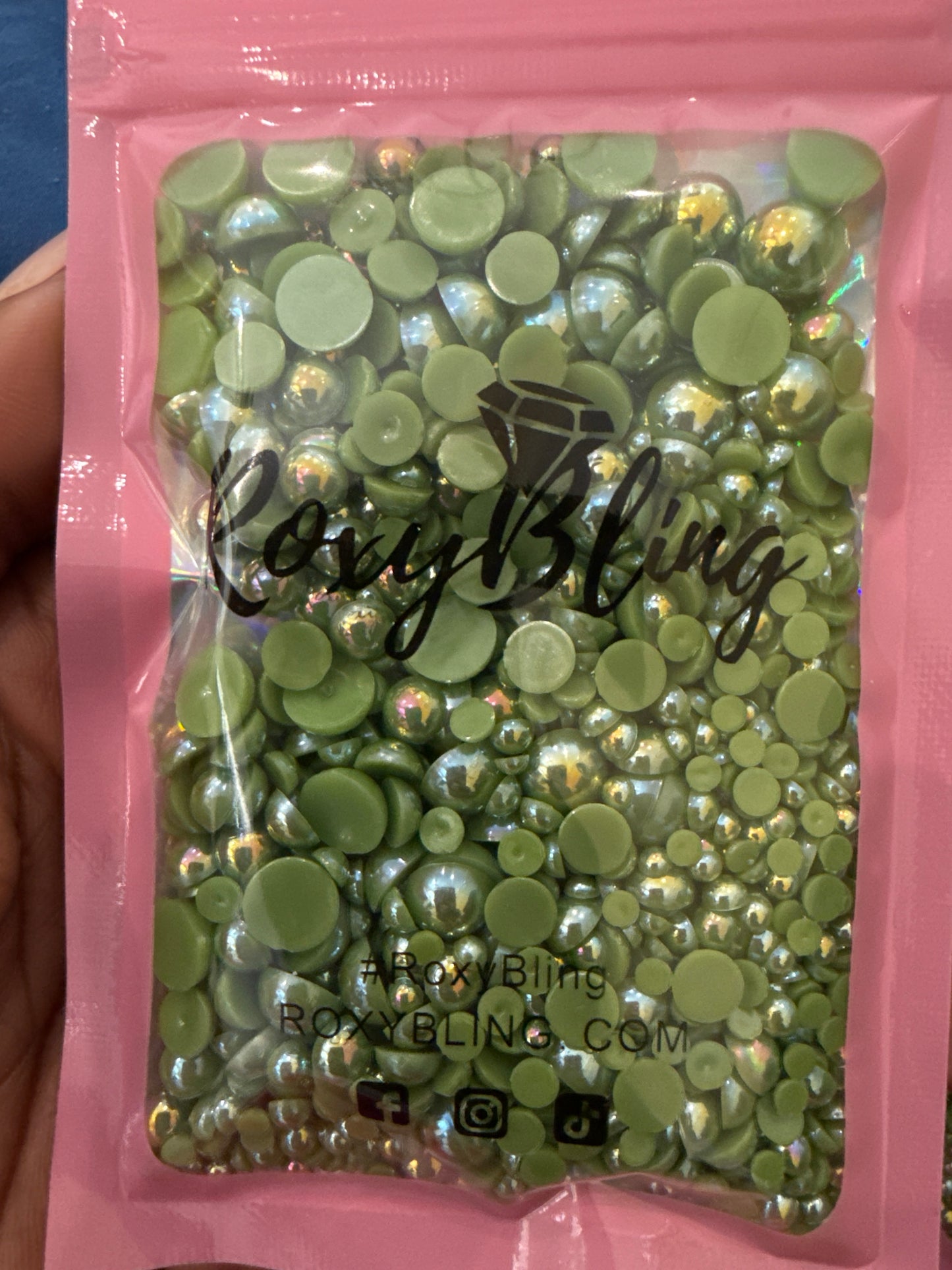 Grass Green Ab Pearls (Mix size) 2000 Pieces
