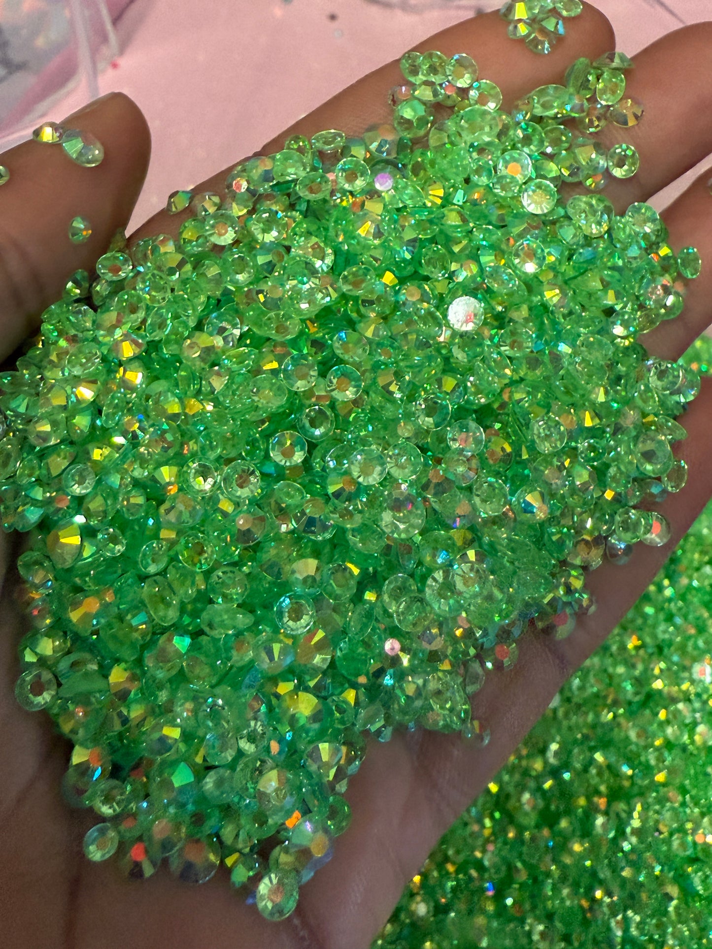 Lit Green Transparent Rhinestone Mix 30gram