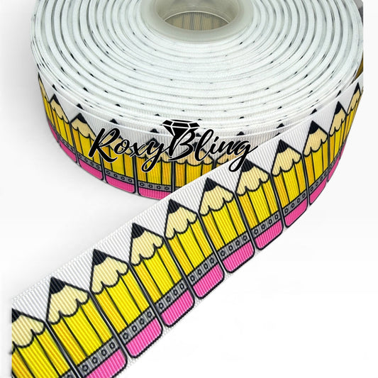 Pencil Print Ribbon | School Ribbon | 1.5 inches School Ribbon