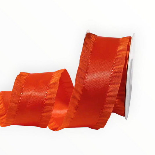 Orange Double-Sided Ruffle Edge Ribbon