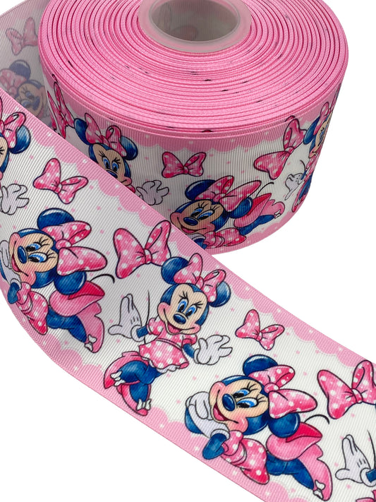 Minnie Mouse print Ribbon. 1 yard,  (75mm/3inch Ribbon)🔴new1