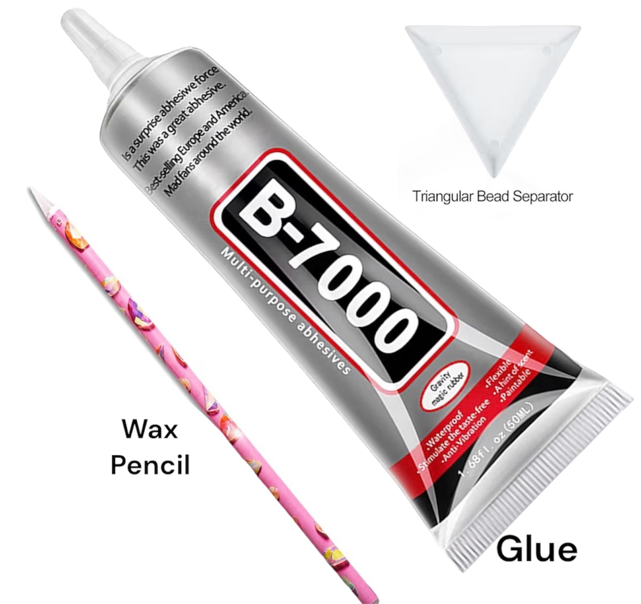 Glue- wax Pencil - and Two Pink Trays