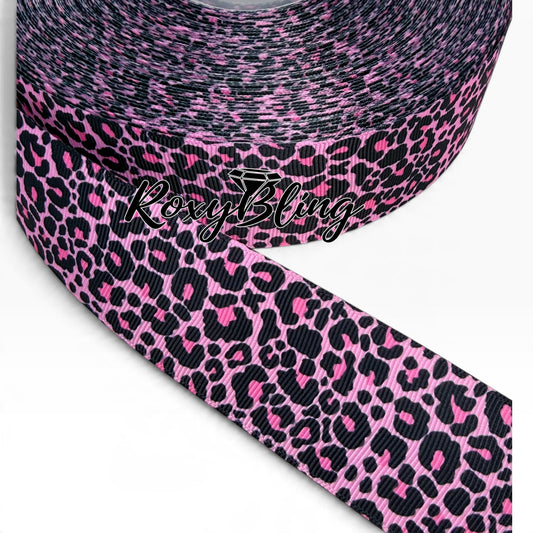 Pink & Black Cheetah Print Ribbon | Cheetah Print Ribbon | 1.5 inch Cheetah Print Ribbon