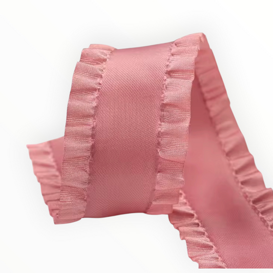 Dusty Pink Double-Sided Ruffle Edge Ribbon