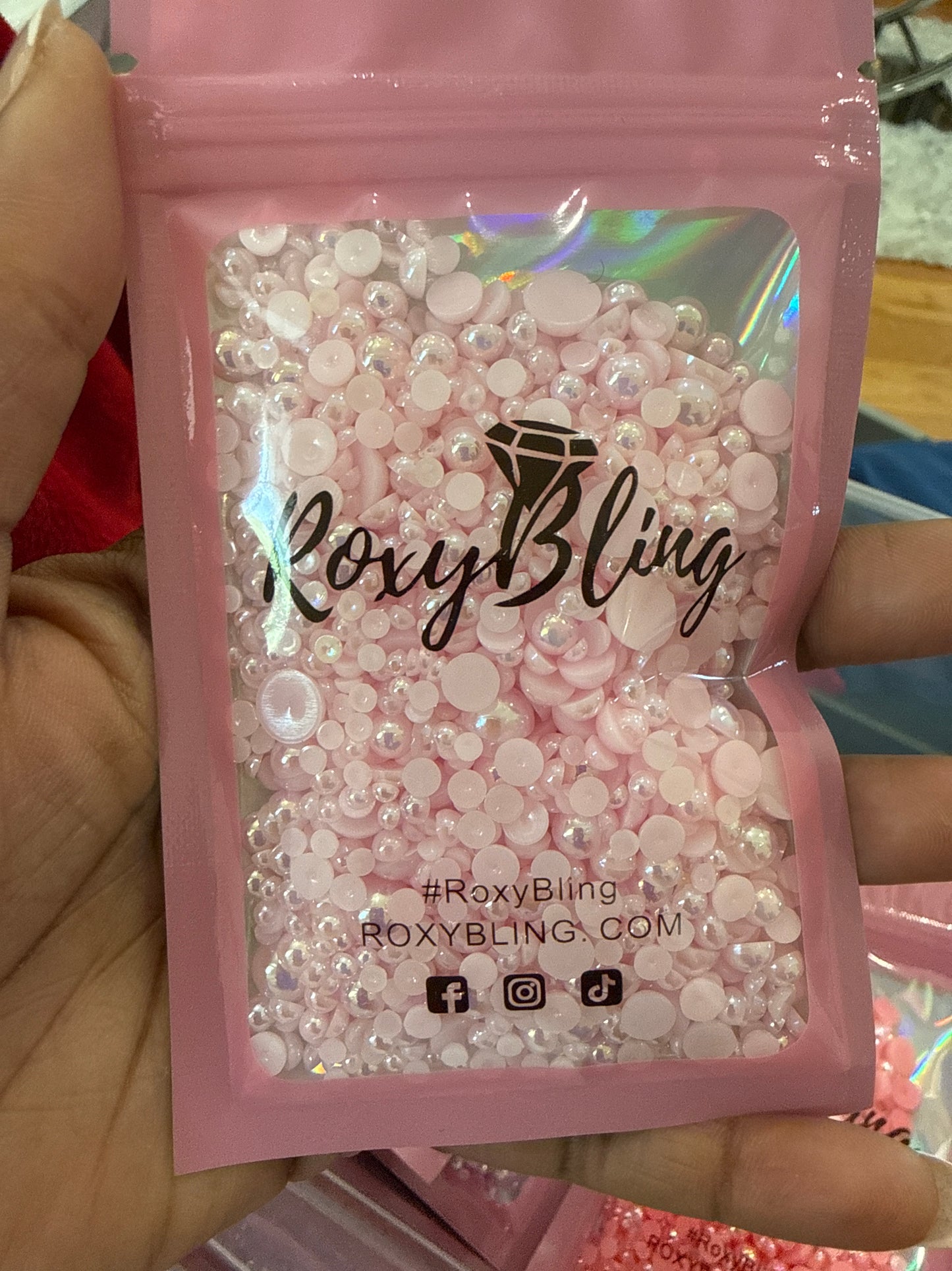 Lit Pink Ab Pearls (mix size) 2000 Pieces