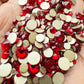Dark Red, Gold Bottom Red Mix Size Glass Rhinestones (1440 Pieces)