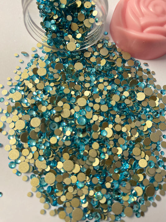 Aqua Blue Gold Bottom Glass Rhinestone (2,800 Pieces)🌺Sept🌺 New Arrival