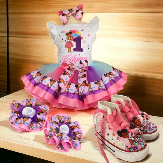 Gracie Corner 3 Layer Tutu Outfit comes with Hair Accessory, Shoes and sock