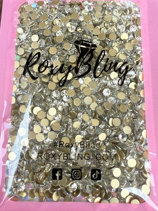 Gold bottom Crystal Clear Glass Rhinestones (last one)