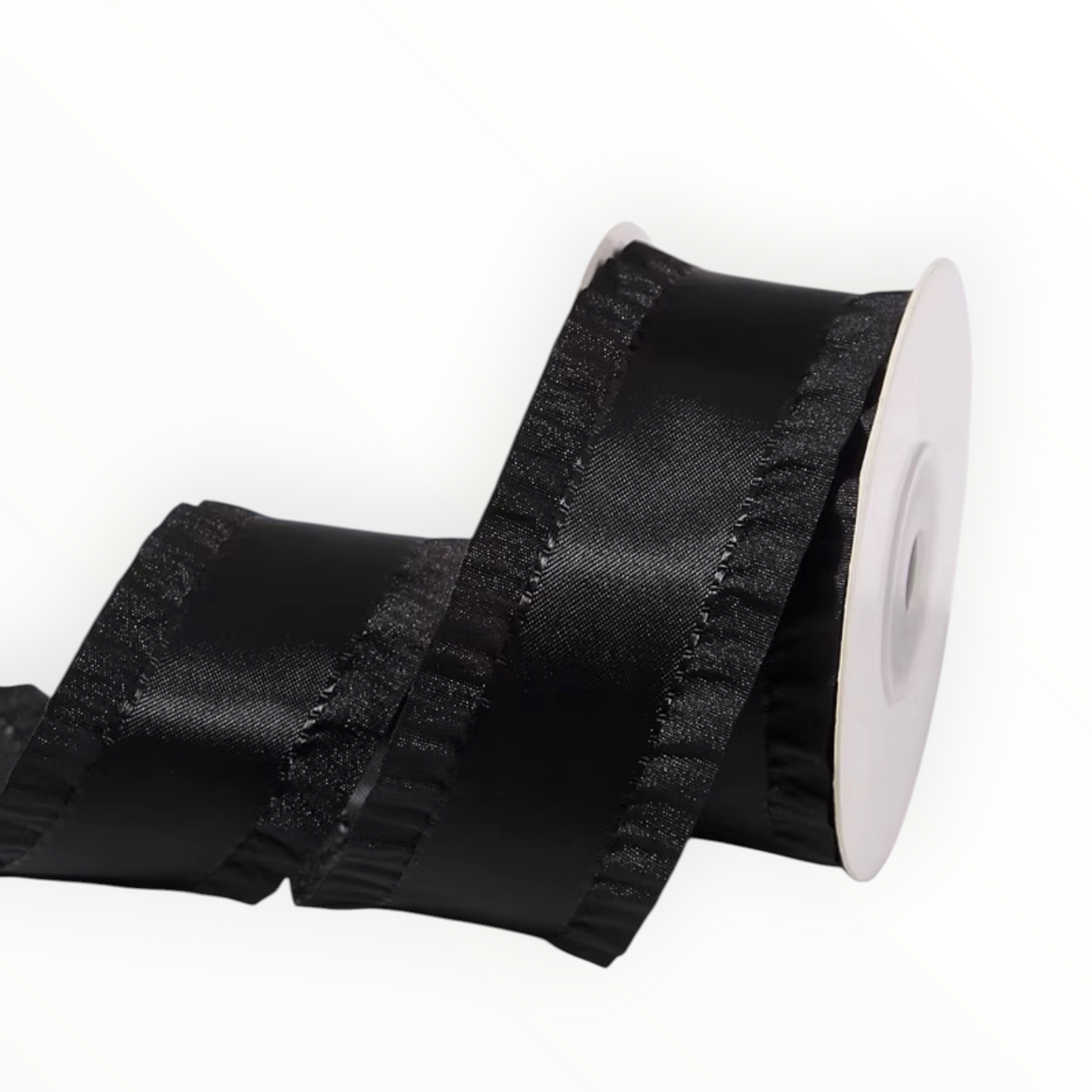 Black Double-Sided Ruffle Edge Ribbon