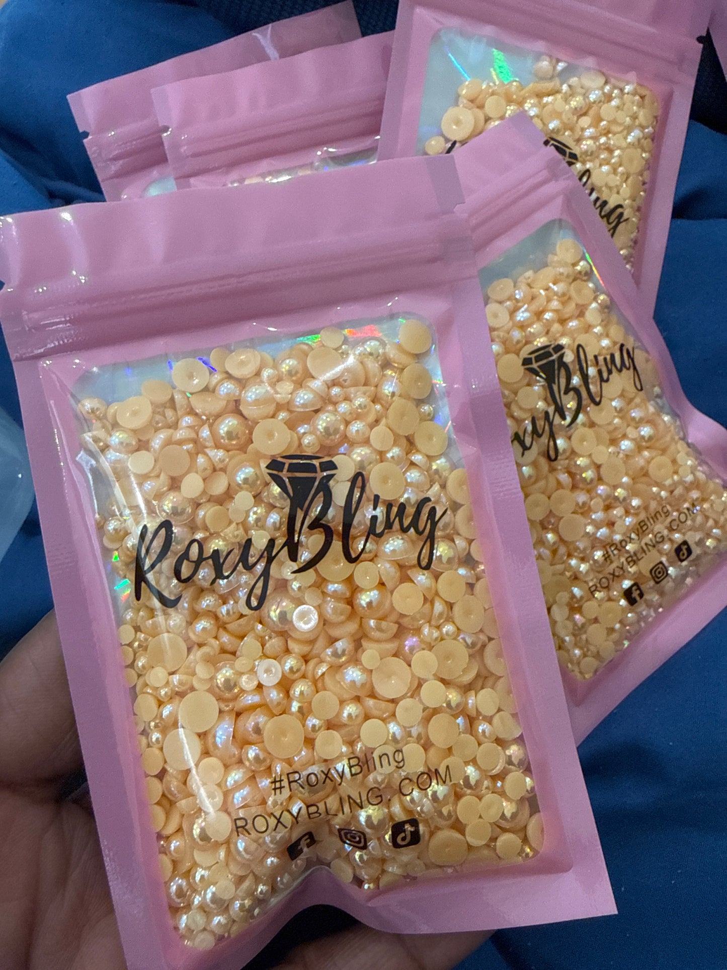 Orange Ab Pearls  (Mix size) 1,500 Pieces