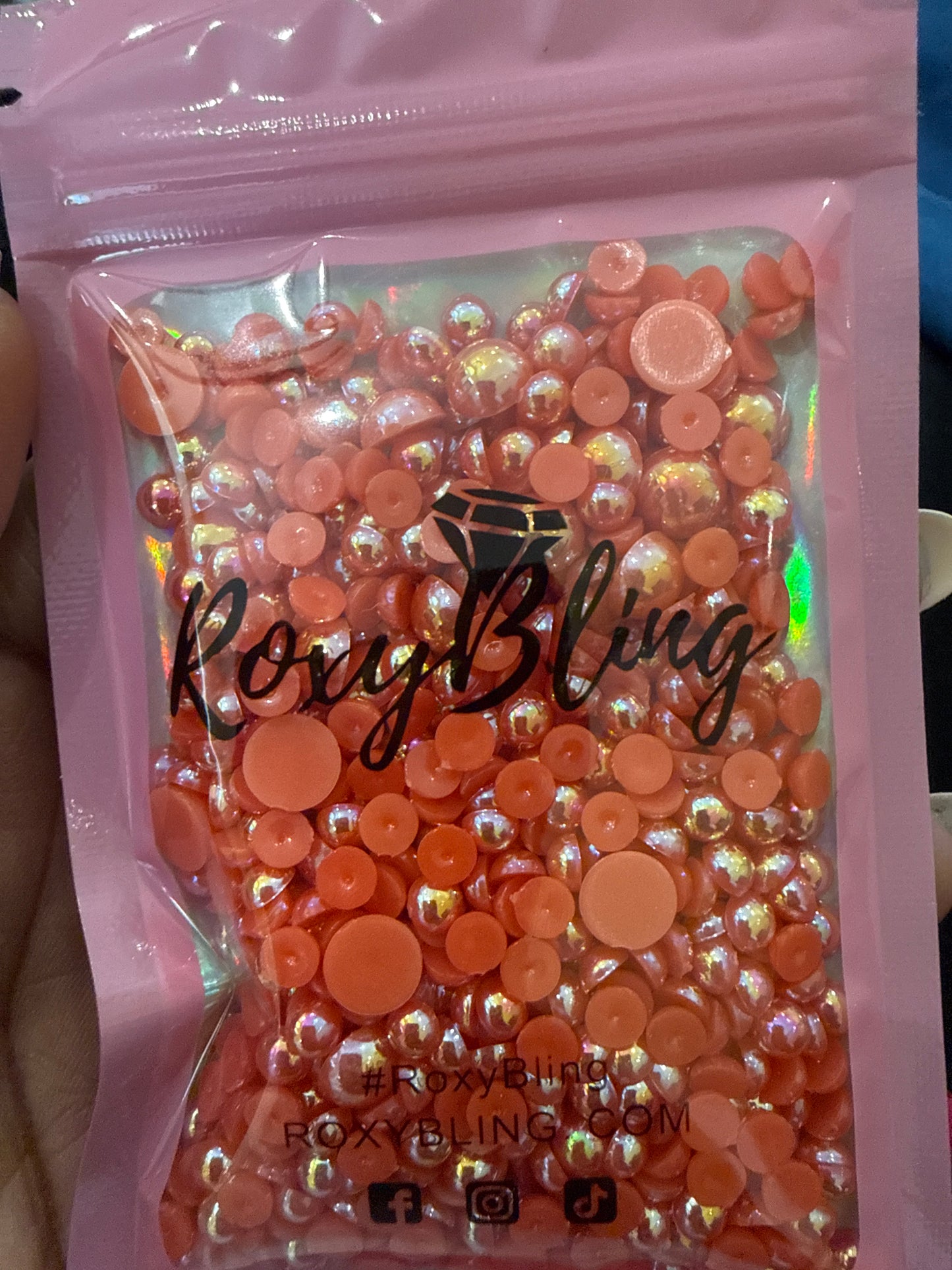 Dark Orange Ab Pearls (Mix size) 1,500 pieces