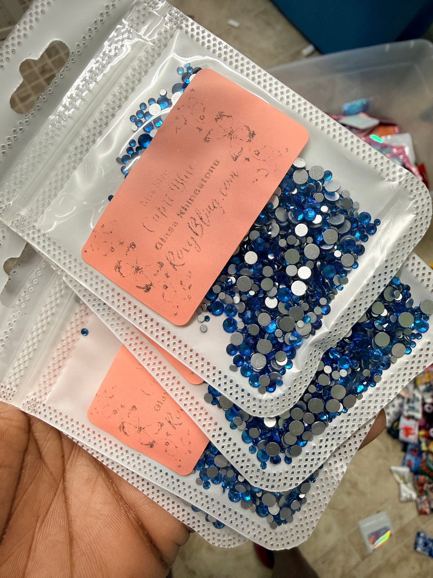 Capri Blue Mix Size Glass Rhinestones