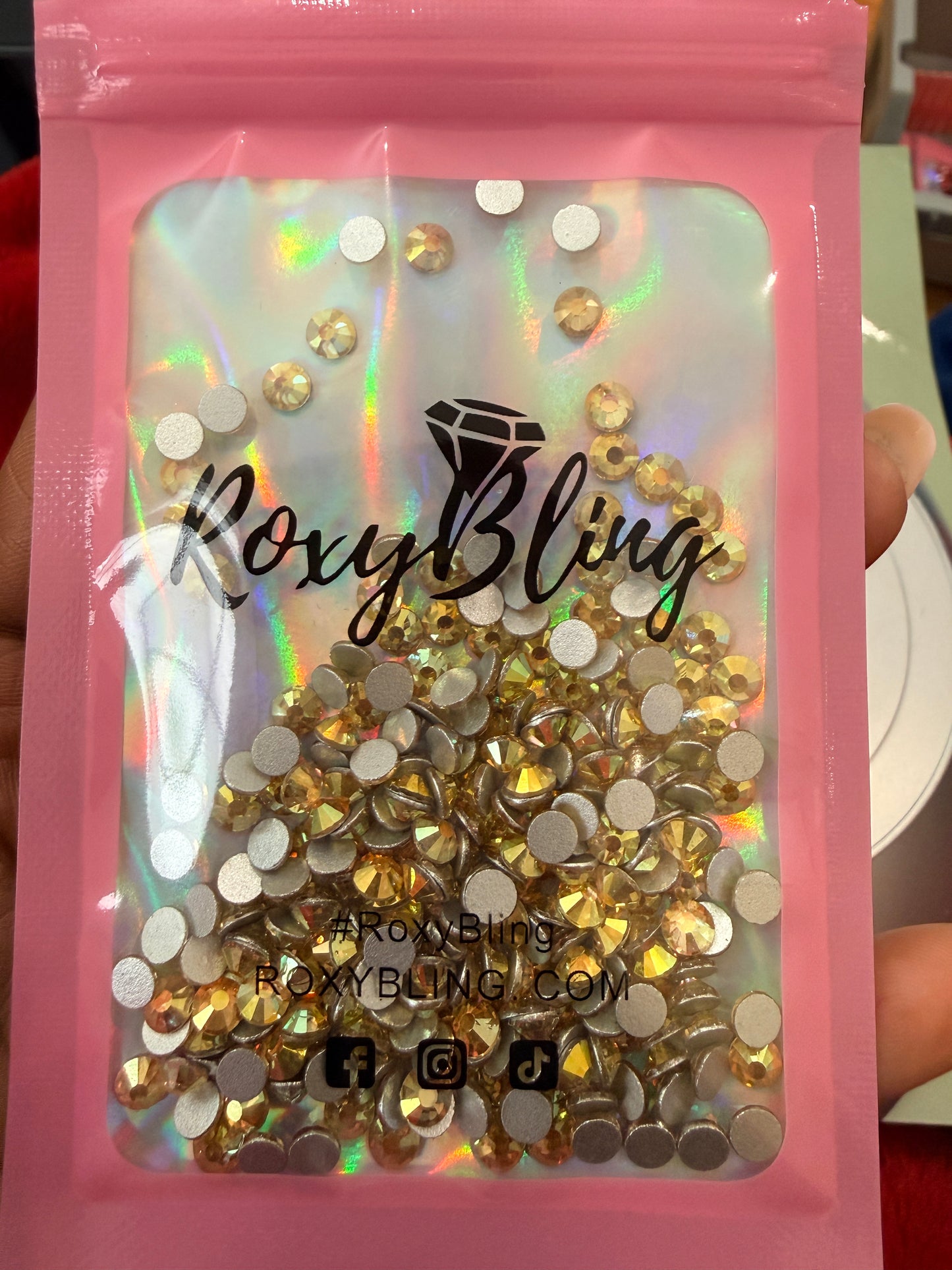 Metal Gold Ab Glass Rhinestones (15 Gram)