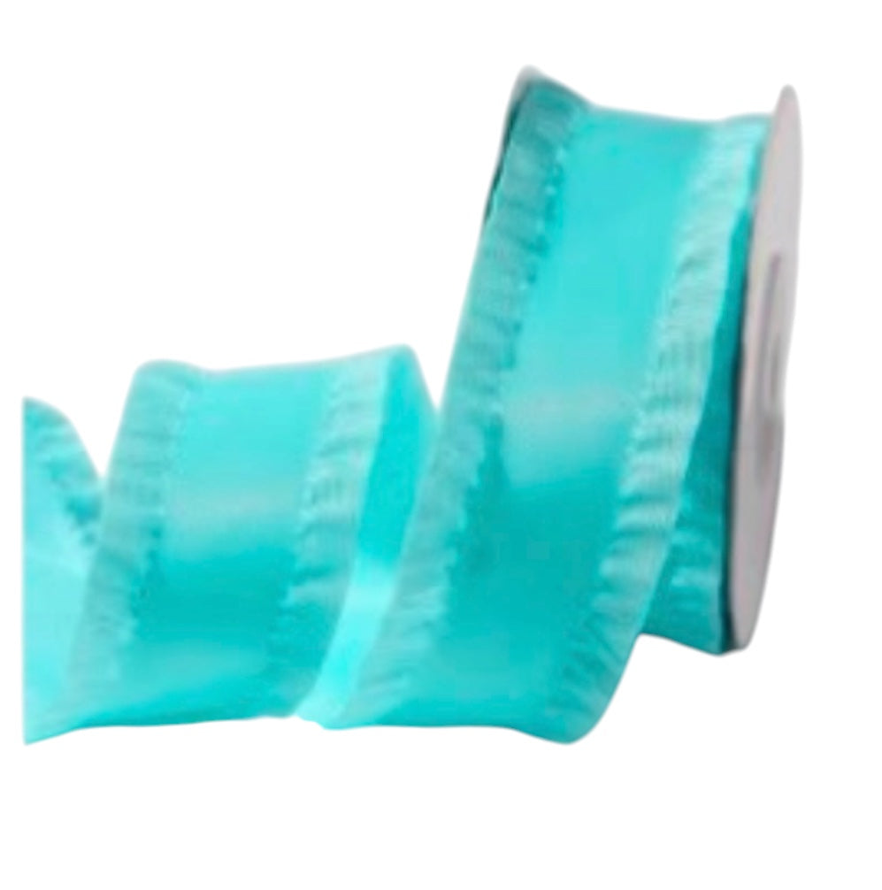 Ocean Blue Double-Sided Ruffle Edge Ribbon